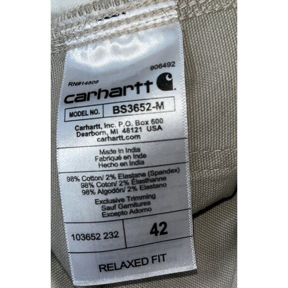 Carhartt khaki Relaxed Rugged Flex Canvas Work Shorts‎ 42x11 - Picture 5 of 7